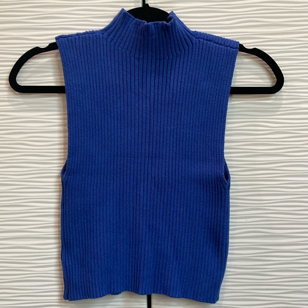 Blue Hugh Neck Top